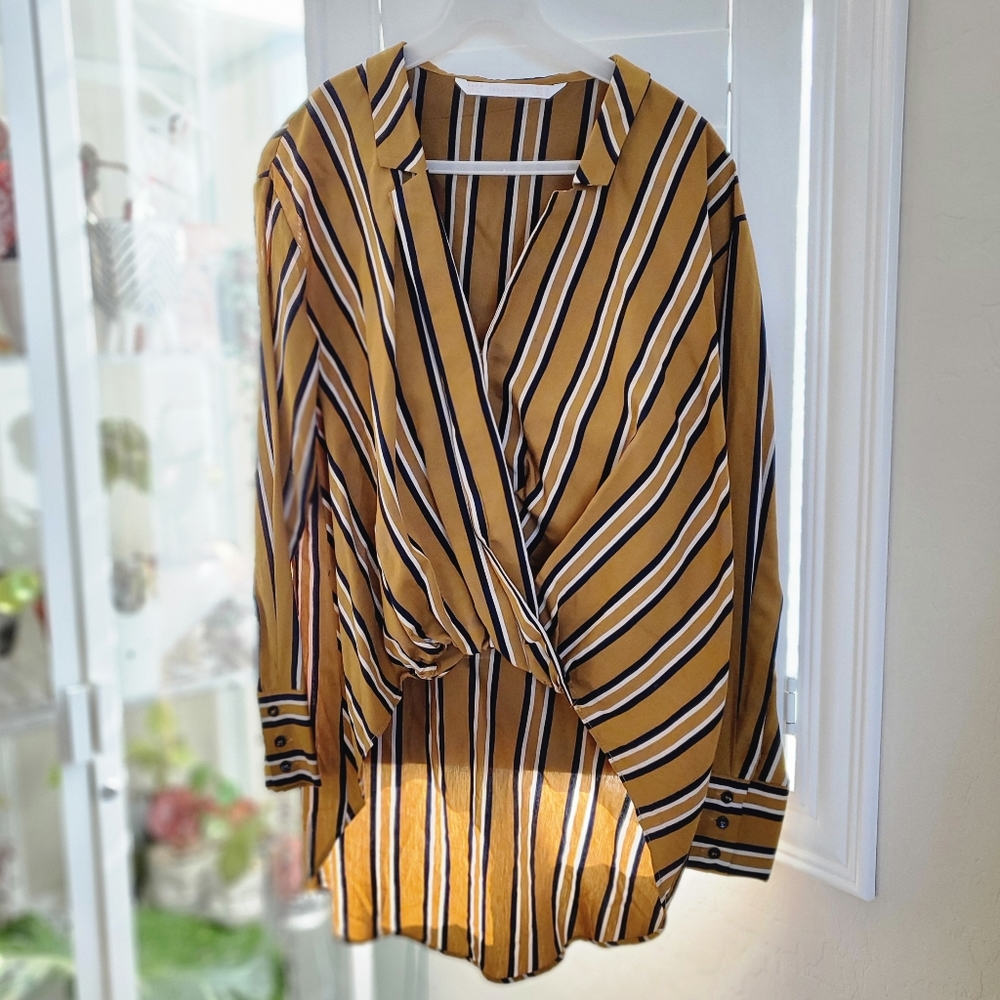 Zara Striped Shirt in mustard